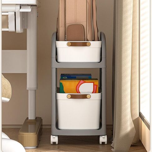 Under Desk Storage Cart | 2 Tier Rolling Trolley - Multifunctional School Book Storage Cart for Bedroom Workplace in Saudi Arabia