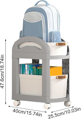 Under Desk Storage Cart | 2 Tier Rolling Trolley - Multifunctional School Book Storage Cart for Bedroom Workplace in Saudi Arabia