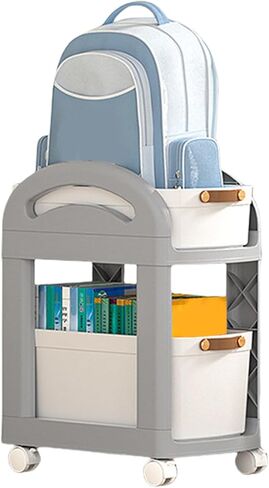 Under Desk Storage Cart | 2 Tier Rolling Trolley - Multifunctional School Book Storage Cart for Bedroom Workplace in Saudi Arabia