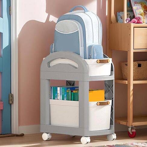 Under Desk Storage Cart | 2 Tier Rolling Trolley - Multifunctional School Book Storage Cart for Bedroom Workplace in Saudi Arabia