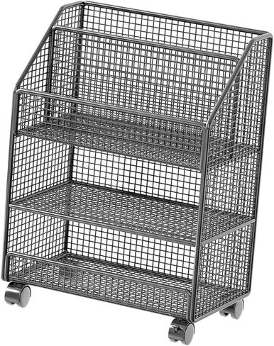 عربة ملفات دوارة بعجلات وخزانة تخزين متحركة مع عجلات قابلة للقفل وخزانة ملفات متعددة الاستخدامات لغرفة الأطفال وغرفة النوم، باللون الأسود من 3 طبقات in Kuwait