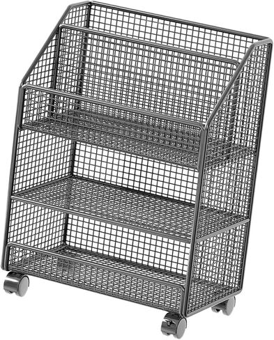 عربة ملفات دوارة بعجلات وخزانة تخزين متحركة مع عجلات قابلة للقفل وخزانة ملفات متعددة الاستخدامات لغرفة الأطفال وغرفة النوم، باللون الأسود من 3 طبقات in Kuwait