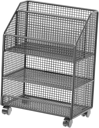 عربة ملفات دوارة بعجلات وخزانة تخزين متحركة مع عجلات قابلة للقفل وخزانة ملفات متعددة الاستخدامات لغرفة الأطفال وغرفة النوم، باللون الأسود من 3 طبقات in Kuwait