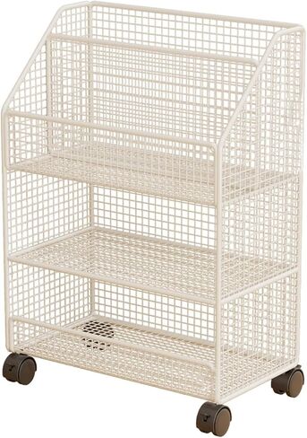 عربة ملفات دوارة بعجلات وخزانة تخزين متحركة مع عجلات قابلة للقفل وخزانة ملفات متعددة الاستخدامات لغرفة الأطفال وغرفة النوم، باللون الأسود من 3 طبقات in Kuwait