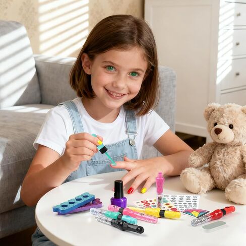 BLIFF Nail Art Pens for Kids Set - 6 Color Kids Nail Polish Kit with Dryer and Glitter Powder Doodle Pens Stickers, Perfect Toys for Girls 8-12 As Christmas or Birthday Gift in Saudi Arabia