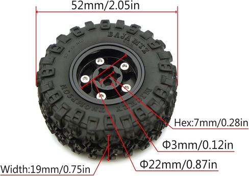 مجموعة إطارات عجلات Rc 1.0 Beadlock - إطارات عجلة إزاحة 2 مم لسيارة 1/18 1/24 RC الزاحفة المحورية SCX24 AX24 TRX4M FCX24 ترقية TW1002 (أسود) in Kuwait