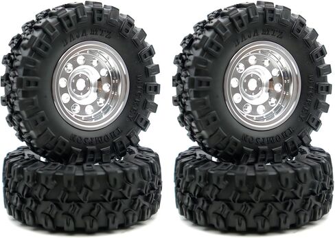 مجموعة إطارات عجلات Rc 1.0 Beadlock - إطارات عجلة إزاحة 2 مم لسيارة 1/18 1/24 RC الزاحفة المحورية SCX24 AX24 TRX4M FCX24 ترقية TW1002 (أسود) in Kuwait