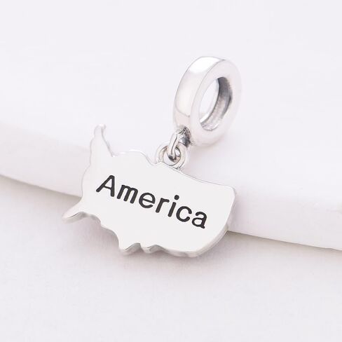 France Map Dangle Charm Fit Women Bracelet Necklaces Fashion Gifts 925 Sterling Silver DIY Jewelry in Saudi Arabia