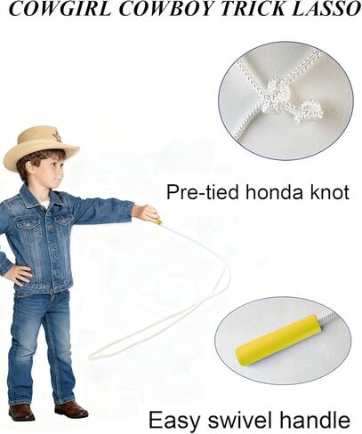 لعبة رعاة البقر للأطفال من URAMAN، لعبة لاسو حبل كيدي للأعمار من 3 إلى 10 سنوات، لعبة غربية للعب خدعة الحبال الممتعة in Kuwait