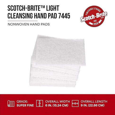 Scotch-Brite Light Cleansing Hand Pad 7445B, 6 in x 9 in, Mild Abrasive Hand Sanding Pad, For Metal, Vinyl, Porcelain and Other Delicate Surfaces, Case of 60 in Saudi Arabia