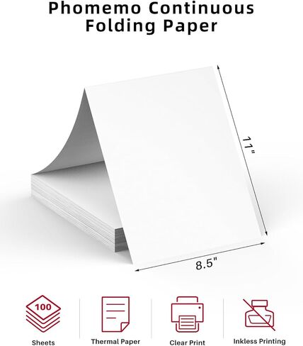 Phomemo G100 Ultra-Fast Portable Printer & 100 Sheets Folded 8.5 x 11 Inch Thermal Paper, Wireless Bluetooth Compact Small Lightweight Printer 500g - Upgrade (2025) in Saudi Arabia