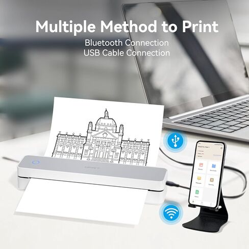 طابعة HPRT MT610 Pro المحمولة اللاسلكية للسفر و200 ورقة ورق حراري بحجم الحروف الأمريكية in Saudi Arabia