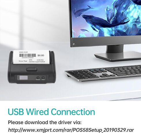 Walfront Thermal Receipt Printer 4in Wireless BT USB Connection POS Printer 70mm / s Fast Printing 203dpi Resolution for Retail Market Delivery Tickets in Saudi Arabia