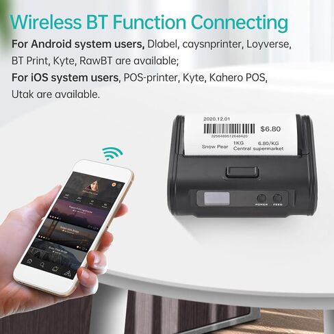 Walfront Thermal Receipt Printer 4in Wireless BT USB Connection POS Printer 70mm / s Fast Printing 203dpi Resolution for Retail Market Delivery Tickets in Saudi Arabia