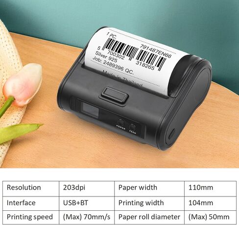 Walfront Thermal Receipt Printer 4in Wireless BT USB Connection POS Printer 70mm / s Fast Printing 203dpi Resolution for Retail Market Delivery Tickets in Saudi Arabia