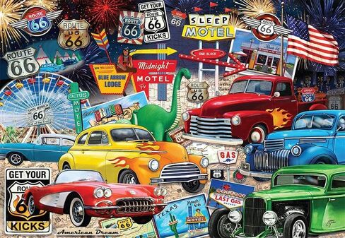 Crown Point Graphics Route 66 Vintage Cars and Trucks Puzzle, 1000 Piece Jigsaw Puzzle in Saudi Arabia