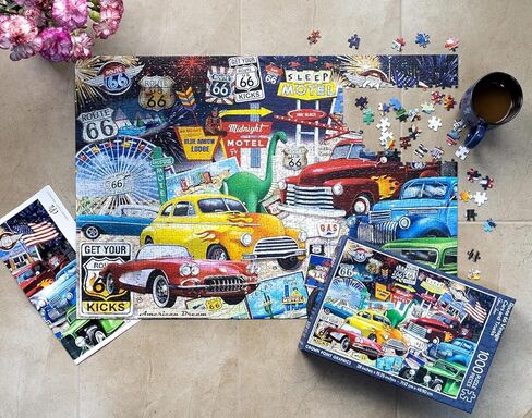 Crown Point Graphics Route 66 Vintage Cars and Trucks Puzzle, 1000 Piece Jigsaw Puzzle in Saudi Arabia