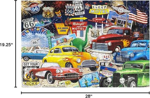 Crown Point Graphics Route 66 Vintage Cars and Trucks Puzzle, 1000 Piece Jigsaw Puzzle in Saudi Arabia