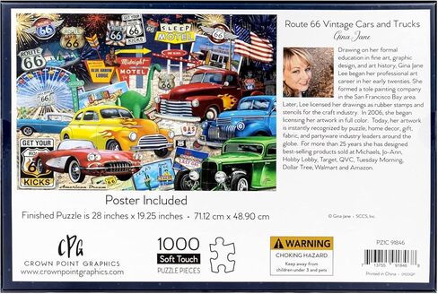 Crown Point Graphics Route 66 Vintage Cars and Trucks Puzzle, 1000 Piece Jigsaw Puzzle in Saudi Arabia