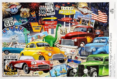 Crown Point Graphics Route 66 Vintage Cars and Trucks Puzzle, 1000 Piece Jigsaw Puzzle in Saudi Arabia