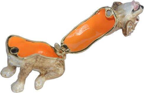Jack Russell Terrier Dog Trinket Box Jewelry Box Hand Painted Decorative Box with Hinged Lid Ring Earring Holder Dog Figurine Collectible in Saudi Arabia
