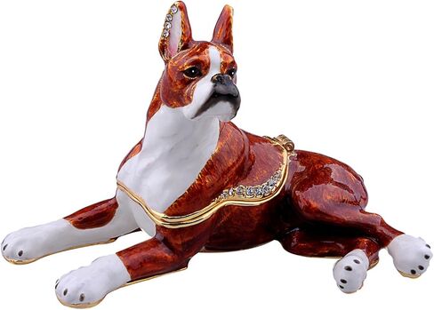 Jack Russell Terrier Dog Trinket Box Jewelry Box Hand Painted Decorative Box with Hinged Lid Ring Earring Holder Dog Figurine Collectible in Saudi Arabia
