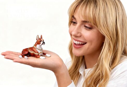 Jack Russell Terrier Dog Trinket Box Jewelry Box Hand Painted Decorative Box with Hinged Lid Ring Earring Holder Dog Figurine Collectible in Saudi Arabia