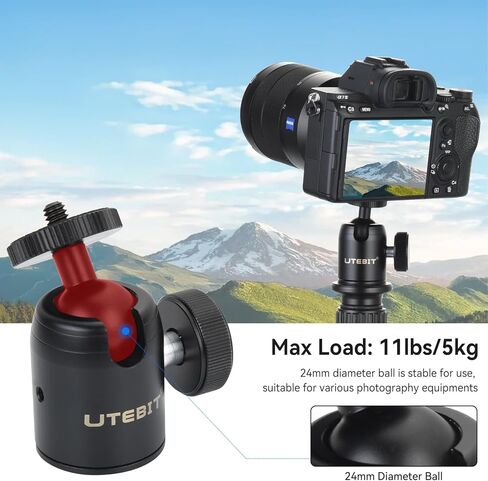 UTEBIT 40MM Metal Tripod Ball Head with Camera Quick Release Plate Swivel 360° Camera Ball Mount 22lbs/10kg Load for 1/4" Tripod Monopod DSLR in Saudi Arabia