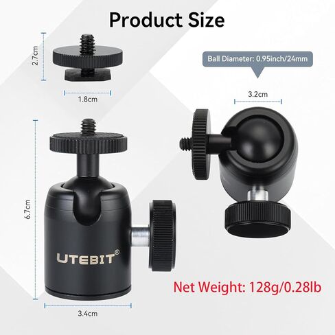 UTEBIT 40MM Metal Tripod Ball Head with Camera Quick Release Plate Swivel 360° Camera Ball Mount 22lbs/10kg Load for 1/4" Tripod Monopod DSLR in Saudi Arabia