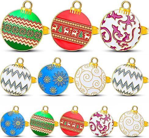 WILLBOND Christmas Ball Napkin Rings Set of 12 Christmas Napkin Rings Holders for Christmas Table Decoration Accessories, Dinner Parties, Weddings, Thanksgiving in Saudi Arabia