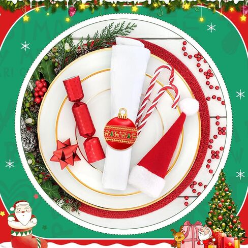 WILLBOND Christmas Ball Napkin Rings Set of 12 Christmas Napkin Rings Holders for Christmas Table Decoration Accessories, Dinner Parties, Weddings, Thanksgiving in Saudi Arabia