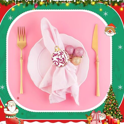 WILLBOND Christmas Ball Napkin Rings Set of 12 Christmas Napkin Rings Holders for Christmas Table Decoration Accessories, Dinner Parties, Weddings, Thanksgiving in Saudi Arabia