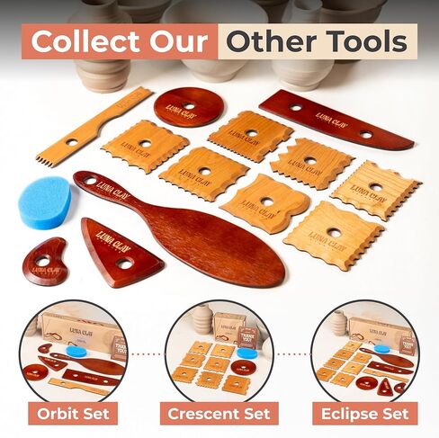Pottery Ribs Tool Set | 13 Pack - Ceramic Tools for Pottery, Kiln-Dried Cherry Wood (None-Warping), Pottery Wheel Tools for Trimming, Comfortable Hold, Home or Studio Use, Sponge Included in Saudi Arabia