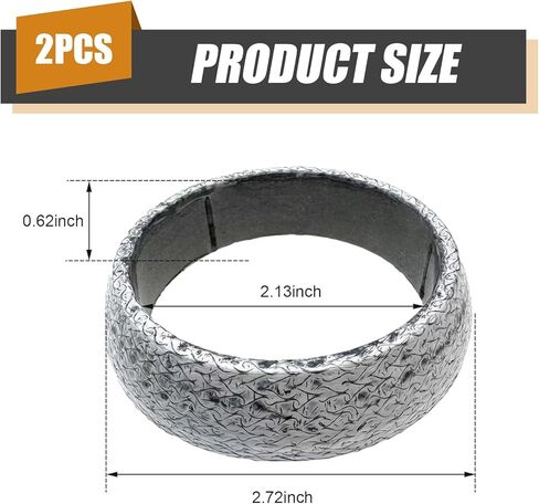 قطعتان من حشية مشعب عادم الهوية مقاس 2.13 بوصة، حشية دائرية مانعة للتسرب من الجرافيت، تمنع التسرب بين المشعب والأنابيب، استبدال عالمي لمعظم السيارات (54 مم) in Kuwait