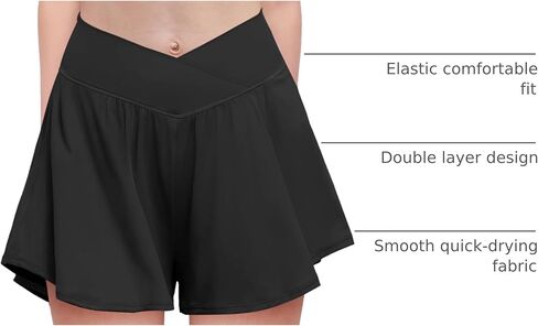 Zaclotre Girls Flowy Shorts with Spandex Liner V Crossover 2 in 1 Athletic Running Shorts with Pockets Kids Butterfly Skorts in Kuwait