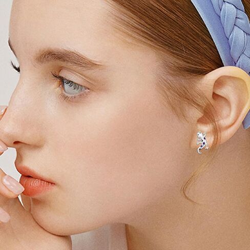 Animal Earrings Sterling Silver Snake/Swan/Octopus/Rabbit/Whale/Dragonfly/Goat/Fox/Antler Deer Studs Earrings Jewelry Gifts for Women Girls Hypoallergenic in Saudi Arabia