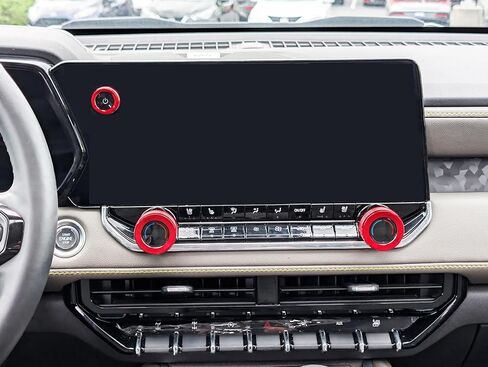 Interior Accessories for Chevy Colorado 2024 2025 2026 Air Vent Rings AC Volume Shift Knob Cover (Red) in Saudi Arabia