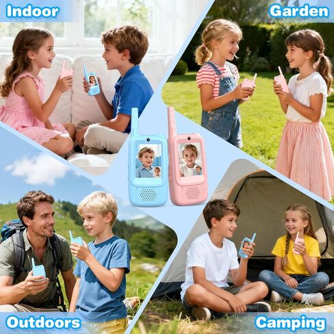 Video Walkie Talkies for Kids, Handheld 2 Pack Rechargeable Kids Walkies Talkies, Indoor Outdoor Toys for Camping, Travel, Hiking, Christmas Birthday Gifts for Boys Girls Ages 3-12 (Blue/Pink) in Saudi Arabia