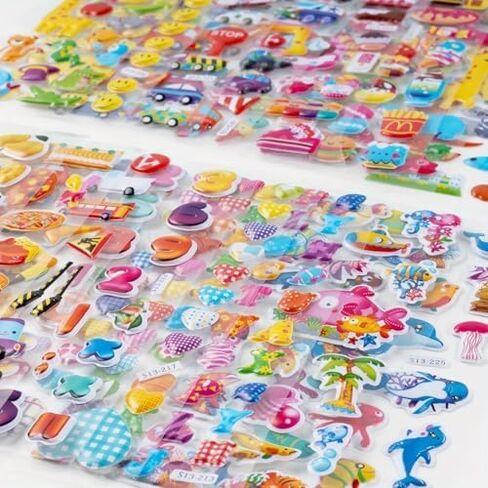 40 Sheets Puffy Stickers, 800pcs+ Stickers for Scrapbooking Including Animals, Fruits, Dinosaurs, Hearts, Cats, Fish, Cars, Space and More, Ideal for Holiday Party Favors in Saudi Arabia