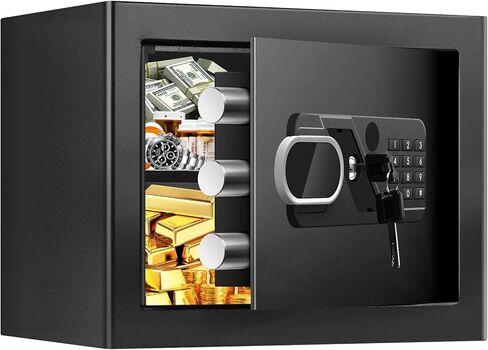 خزائن صغيرة بحجم 1.2 مكعب للمنزل، صندوق أمان منزلي من الصلب مضاد للسرقة مع قفل مركب، نظام إنذار ورف قابل للإزالة، مستندات شخصية آمنة للأشياء الطبية الثمينة in Kuwait