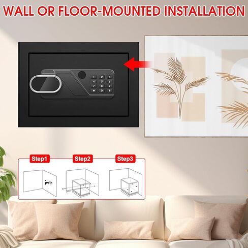 خزائن صغيرة بحجم 1.2 مكعب للمنزل، صندوق أمان منزلي من الصلب مضاد للسرقة مع قفل مركب، نظام إنذار ورف قابل للإزالة، مستندات شخصية آمنة للأشياء الطبية الثمينة in Kuwait