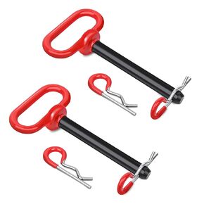5/8 "مقطورة سحب وصلة دبوس كليب 3 نقطة دبابيس وصلة الاستقبال، 5/8" × 4-1 / 2 "صالة الألعاب الرياضية قفل وصلة وصلة مع 4 قطع 3" R كليب مقبض أحمر مطلي بالمطاط، دبابيس بوابة Clevis شديدة التحمل ملحقات الجرارات in Saudi Arabia