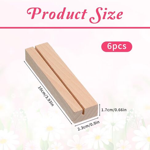 6 PCS 3.9Inch Wood Place Card Holders, Table Number Holders, Wooden Picture Wooden Card Holder for Wedding, Ceremony, Home, Party, Decoration, Holders, Events in Kuwait