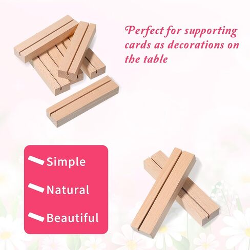 6 PCS 3.9Inch Wood Place Card Holders, Table Number Holders, Wooden Picture Wooden Card Holder for Wedding, Ceremony, Home, Party, Decoration, Holders, Events in Kuwait