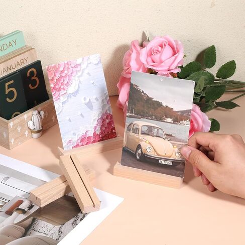 6 PCS 3.9Inch Wood Place Card Holders, Table Number Holders, Wooden Picture Wooden Card Holder for Wedding, Ceremony, Home, Party, Decoration, Holders, Events in Kuwait