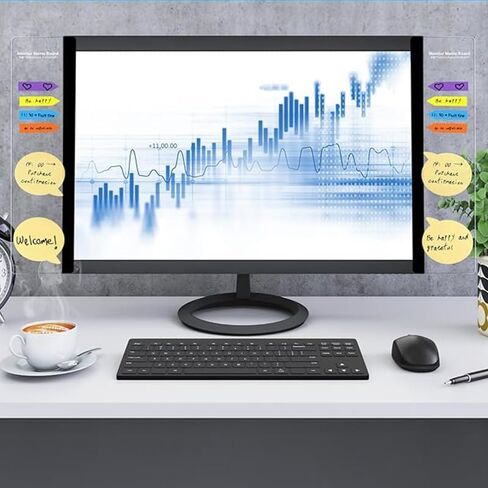 Monitor Memo Board, Acrylic Transparent Message Memo Side Board, Computer Sticky Note Holder for Women Men, Home Desktop Supplies, Office Desk Accessories, Left in Saudi Arabia