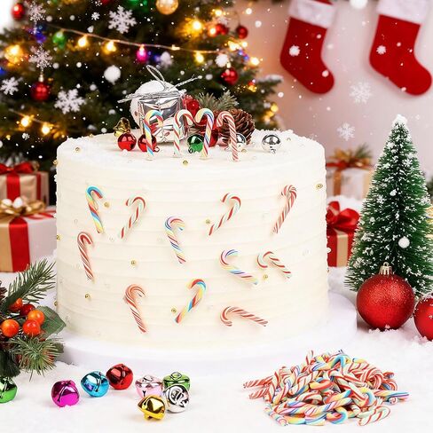80 Pcs Mini Christmas Candy Canes for Crafts, 1.18 Inch Plastic Christmas Cane Miniatures, Fake Candy Canes Decorations for DIY Xmas Tree, Gifts, Cake in Saudi Arabia