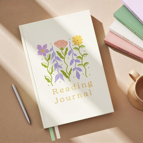 مجلة قراءة الكتب من Verveorig مع 60 مراجعة، ملحقات القراءة وهدايا الكتب لمحبي الكتب والقراء النساء، مجلة سجل القراءة ذات الغلاف الصلب، 5.7 بوصة × 8.3 بوصة، زهور in Kuwait