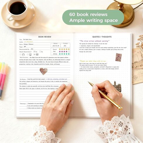 مجلة قراءة الكتب من Verveorig مع 60 مراجعة، ملحقات القراءة وهدايا الكتب لمحبي الكتب والقراء النساء، مجلة سجل القراءة ذات الغلاف الصلب، 5.7 بوصة × 8.3 بوصة، زهور in Kuwait