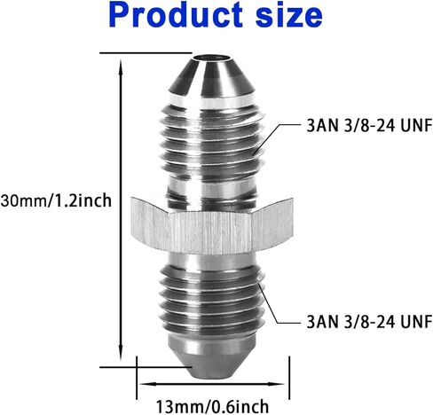 3AN Male to AN3 (3/8-24 UNF) Male Inverted Flare Stainless Steel Brake Adapter Fitting Connector(4PCS) in Saudi Arabia